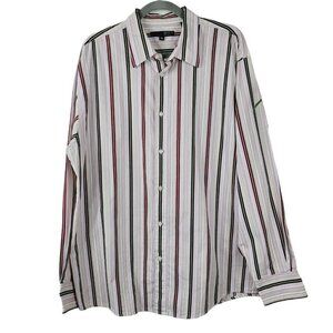Point X Men's Casual Button Up Shirt Striped 100% Cotton XL Long Sleeve Office